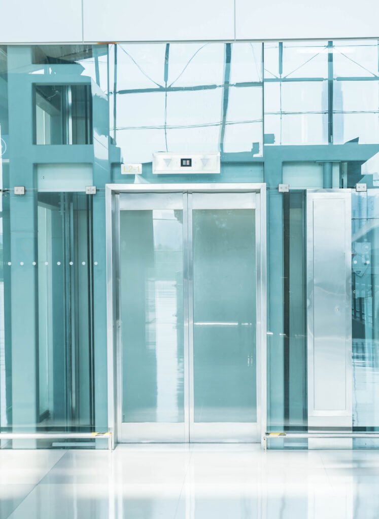 transparent elevator in underground passage