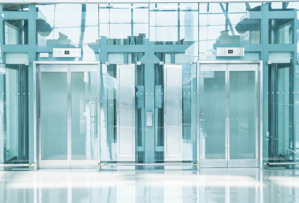 transparent elevator in underground passage